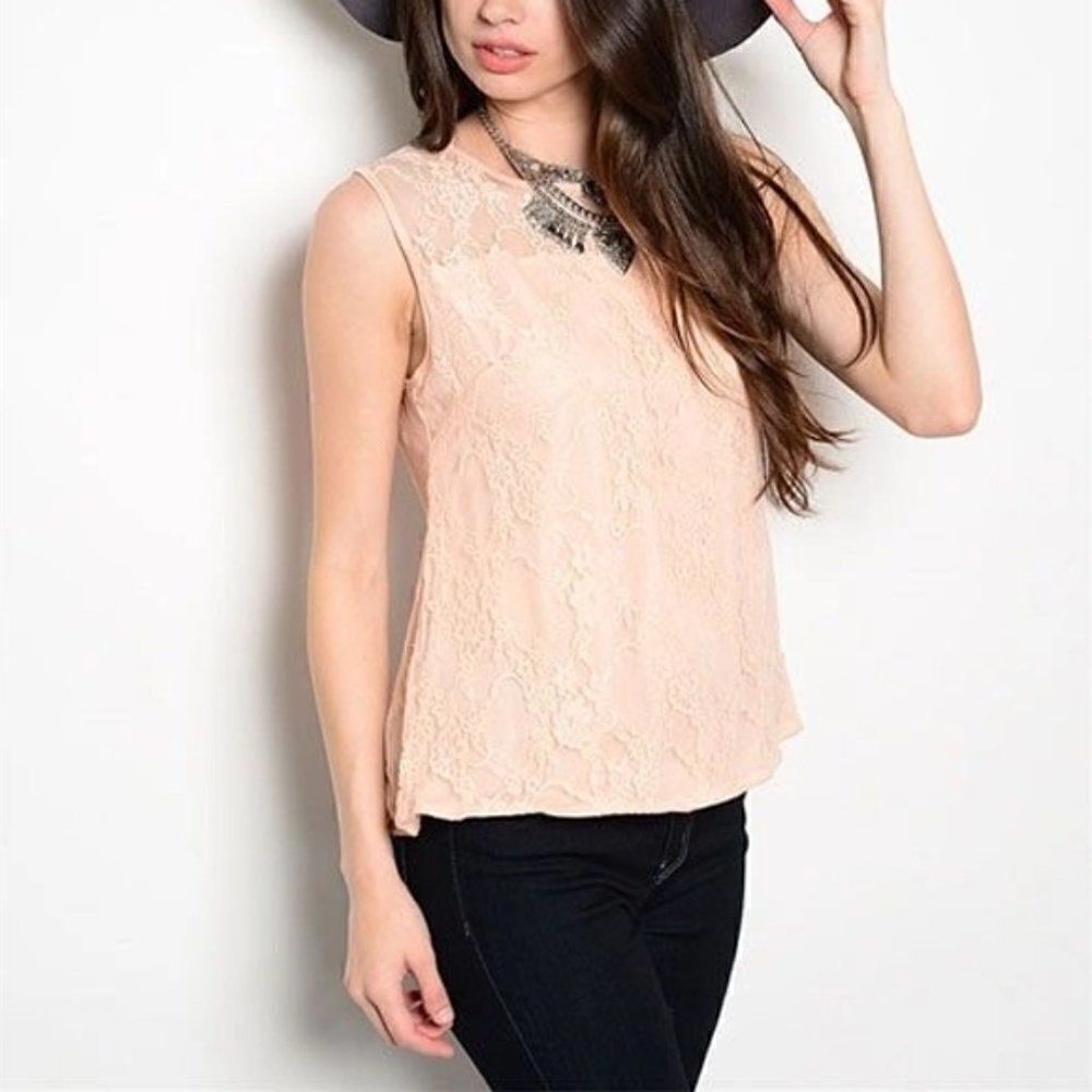 *Clearance* Be.You.tiful Pink Lace Sleeveless Top